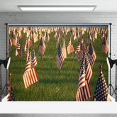 Lofaris American Flags Standing Grassland Mourn Backdrop